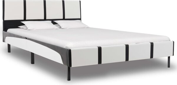 VidaXL fehér és fekete műbőr ágykeret 140 x 200 cm