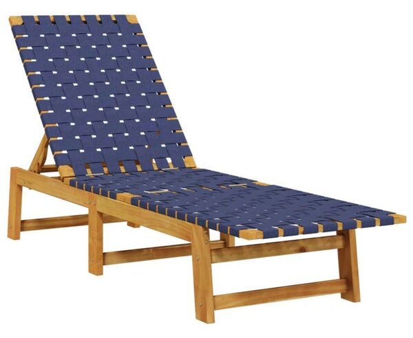 VidaXL Akácfa Napozóágy - Sötétkék Szövet - 157cm