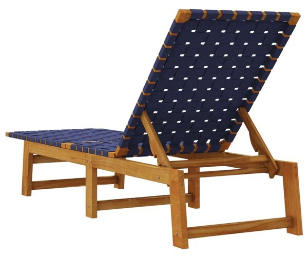 VidaXL Akácfa Napozóágy - Sötétkék Szövet - 157cm