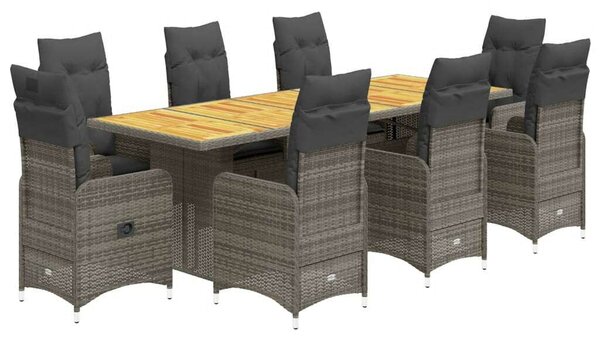 VidaXL Polyrattan Kerti Bútor - 8 Személyes Bisztró Szett - Szürke