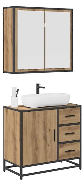 Fürdőszoba bútor szett fiókkal 2 pcs Artisan tölgy Faanyag