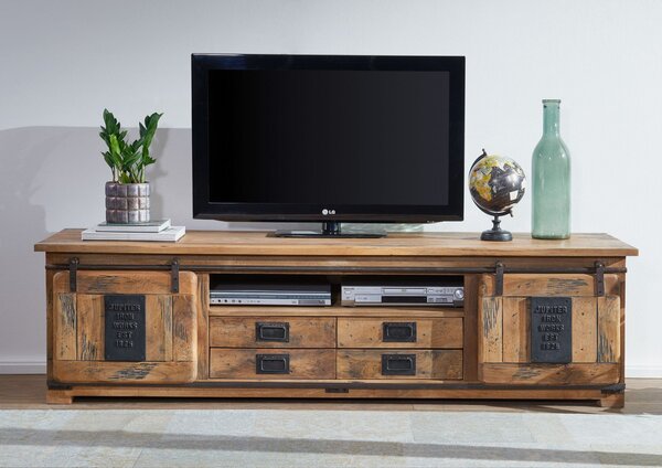 IRON TV asztal 200x55 cm, mangó, természetes
