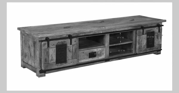 IRON II. TV-szekrény 200x55 cm, mangó, natúr lakkozott