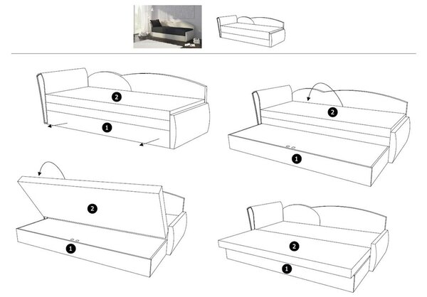 RICCARDO kinyitható kanapé, 200x80x75 cm, bézs + sötétbarna, (alova 07/alova 67), balos