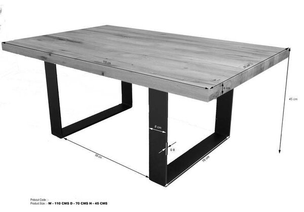 VEVEY Dohányzóasztal 110x75 cm, sötétbarna, tölgy