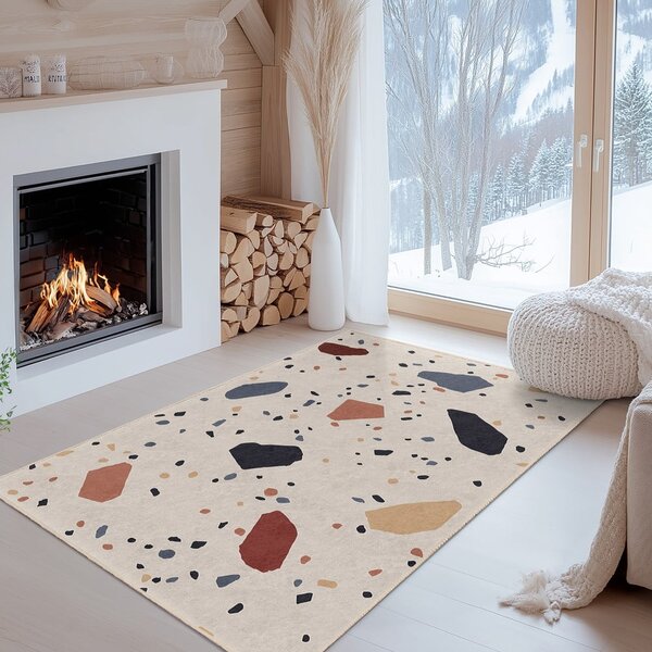 Krémszínű mosható futószőnyeg 60x230 cm Cracked Terrazzo – Mila Home