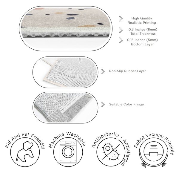 Krémszínű mosható szőnyeg 60x100 cm Cracked Terrazzo – Mila Home