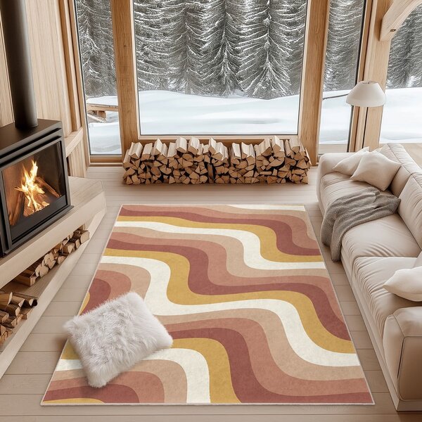 Okkersárga-törtrózsaszín mosható szőnyeg 60x100 cm Creamy Strawberry Swirl – Mila Home
