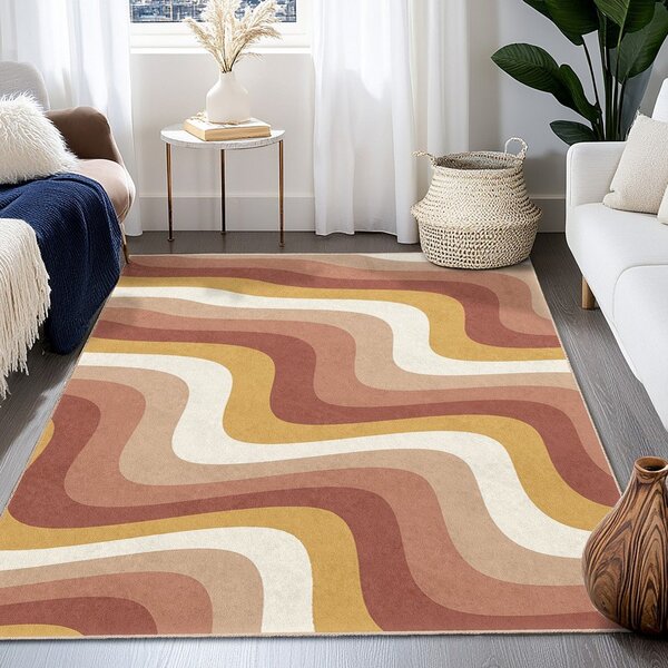 Okkersárga-törtrózsaszín mosható szőnyeg 60x100 cm Creamy Strawberry Swirl – Mila Home