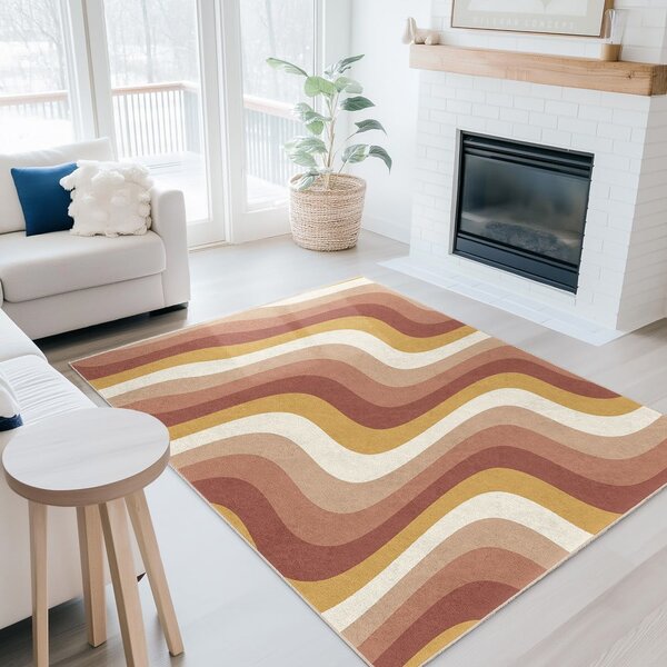 Okkersárga-törtrózsaszín mosható szőnyeg 60x100 cm Creamy Strawberry Swirl – Mila Home