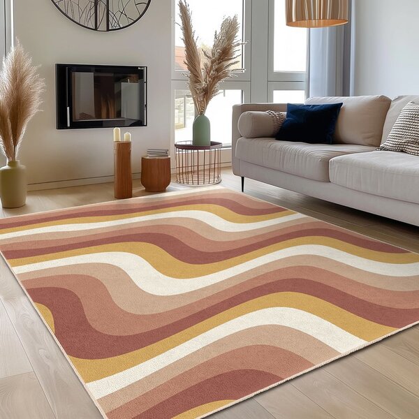 Okkersárga-törtrózsaszín mosható szőnyeg 60x100 cm Creamy Strawberry Swirl – Mila Home