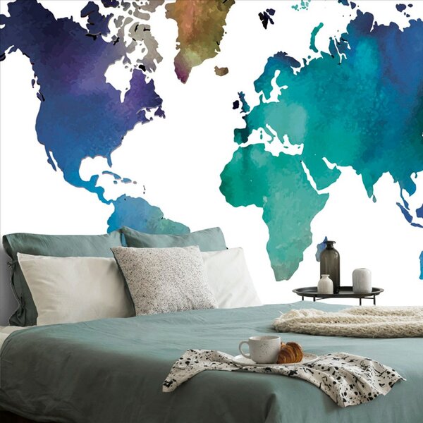 Öntapadó tapéta világtérkép akvarell fekete