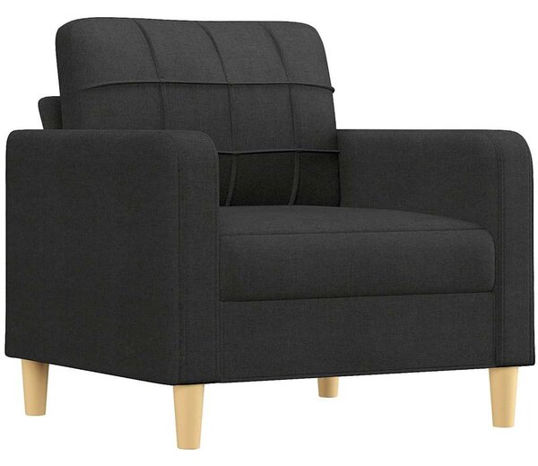 Fekete szövet kanapéfotel lábtartóval 60 cm