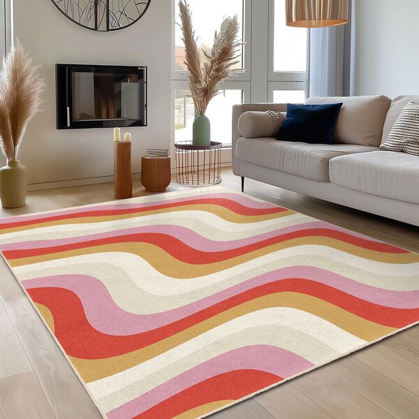 Sárga-rózsaszín mosható szőnyeg 60x100 cm Creamy Raspberry Swirl – Mila Home