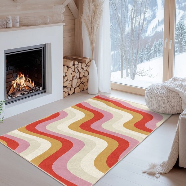 Sárga-rózsaszín mosható futószőnyeg 60x230 cm Creamy Raspberry Swirl – Mila Home