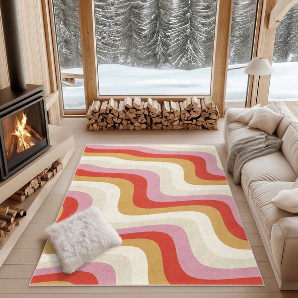 Sárga-rózsaszín mosható szőnyeg 60x100 cm Creamy Raspberry Swirl – Mila Home