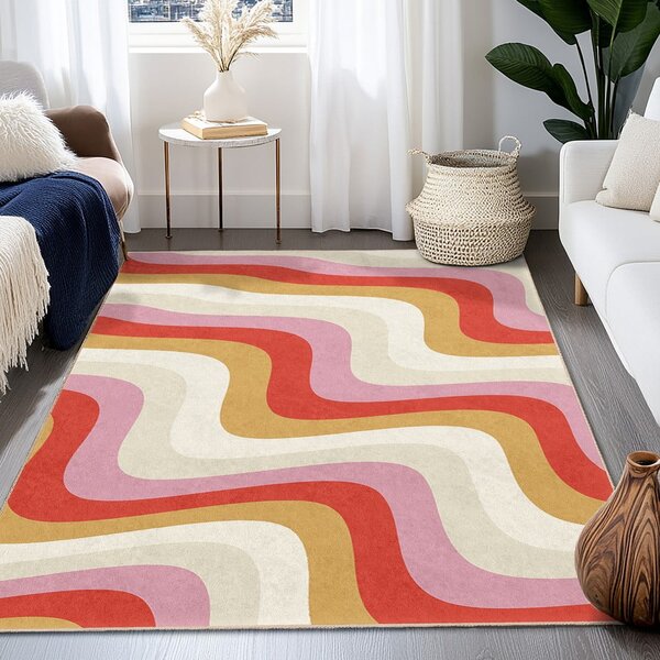 Sárga-rózsaszín mosható szőnyeg 60x100 cm Creamy Raspberry Swirl – Mila Home