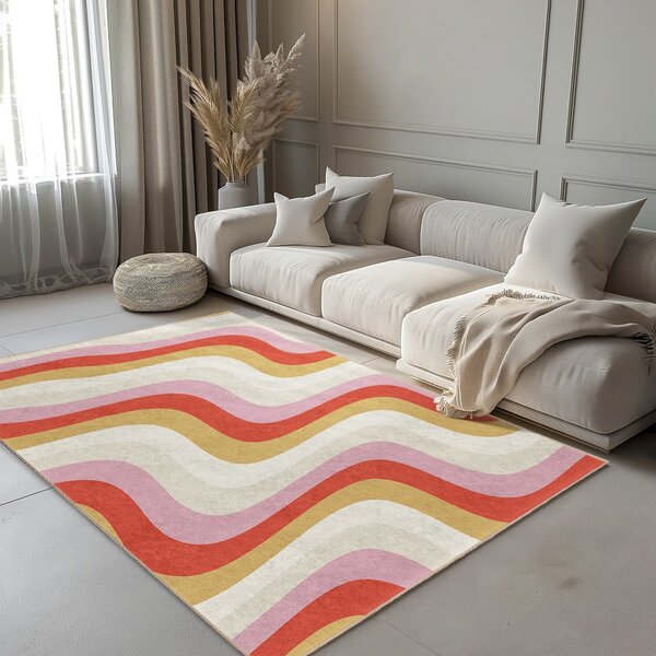 Sárga-rózsaszín mosható szőnyeg 60x100 cm Creamy Raspberry Swirl – Mila Home