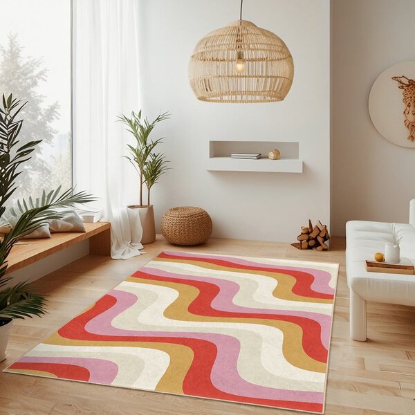 Sárga-rózsaszín mosható szőnyeg 60x100 cm Creamy Raspberry Swirl – Mila Home
