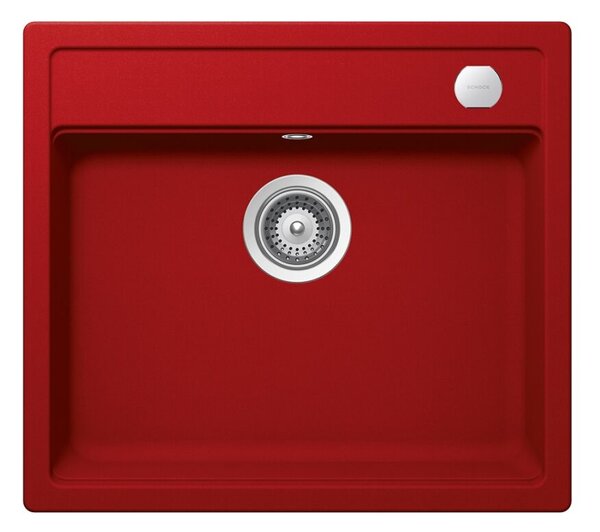 Schock Mono N-100 Cristadur Rouge egymedencés gránit mosogató automata dugóemelő, szifonnal, piros, beépíthető