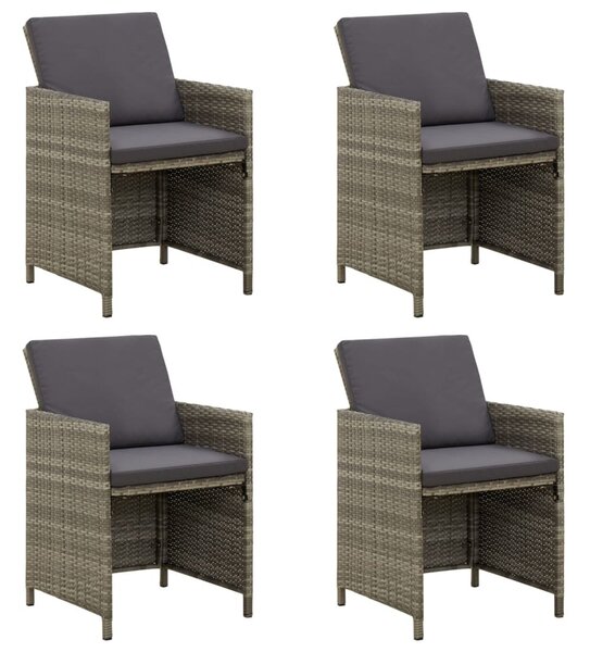 4 db szürke polyrattan kerti szék párnával