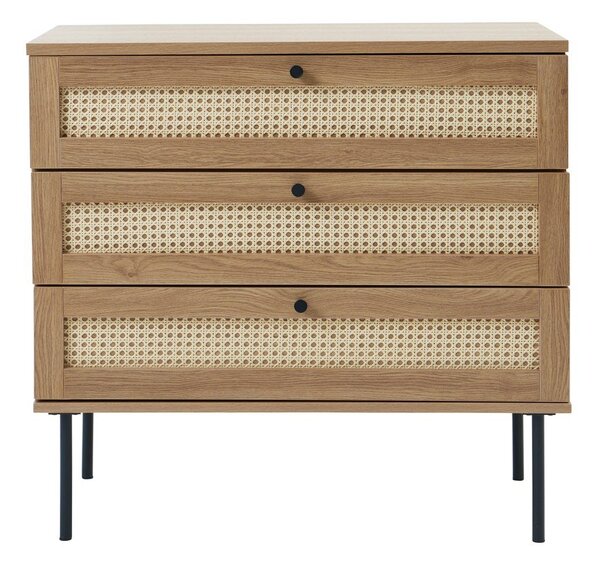 Natúr színű alacsony komód tölgyfa dekorral 80x75 cm Pensacola – Unique Furniture