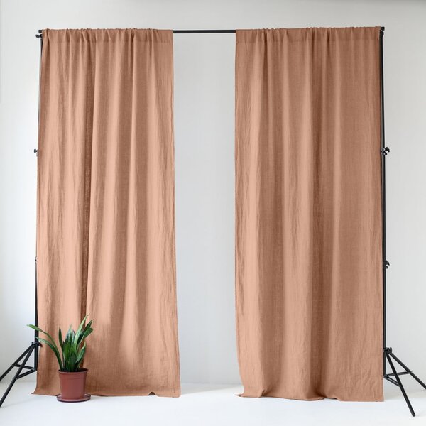 Rózsaszínes-barna len függöny 140x250 cm Cafe Creme – Linen Tales