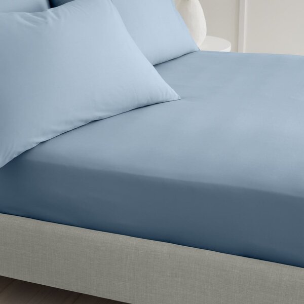 Kék gumis pamut-perkál lepedő 90x190 cm Cotton Percale – Bianca