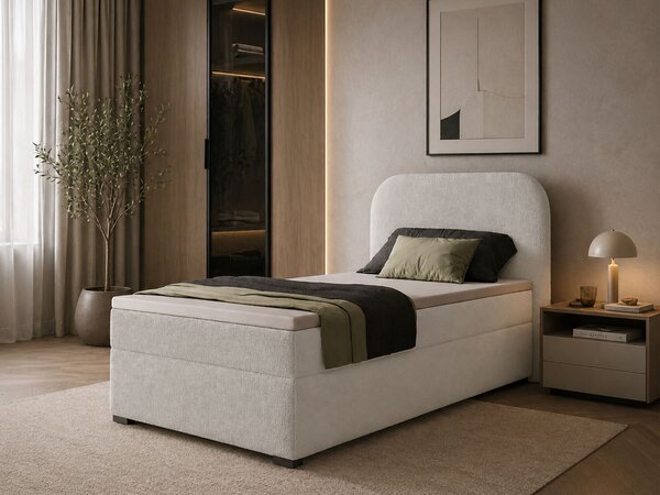 GAVIN kárpitozott boxspring ágy 90x200 - fehér