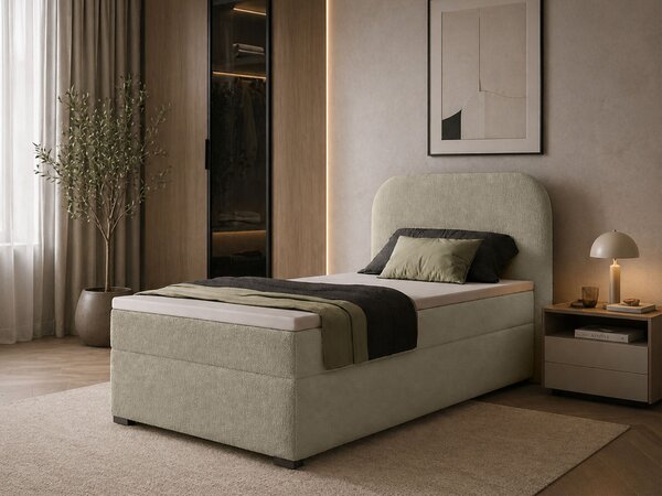 GAVIN kárpitozott boxspring ágy 90x200 - bézs