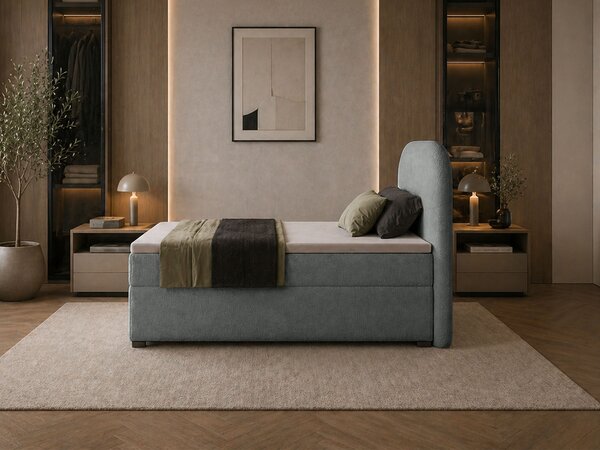GAVIN kárpitozott boxspring ágy 90x200 - szürke