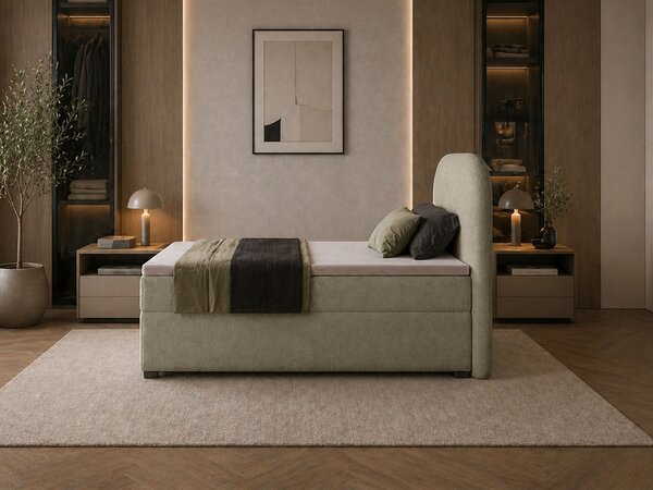 GAVIN kárpitozott boxspring ágy 90x200 - bézs