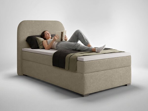 GAVIN kárpitozott boxspring ágy 90x200 - bézs