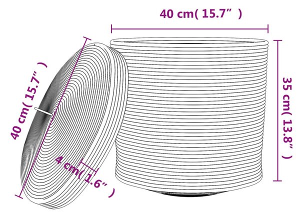 Barna és fehér pamut tárolókosár fedéllel Ø40 x 35 cm