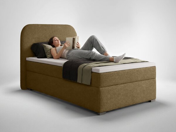 GAVIN kárpitozott boxspring ágy 90x200 - barna