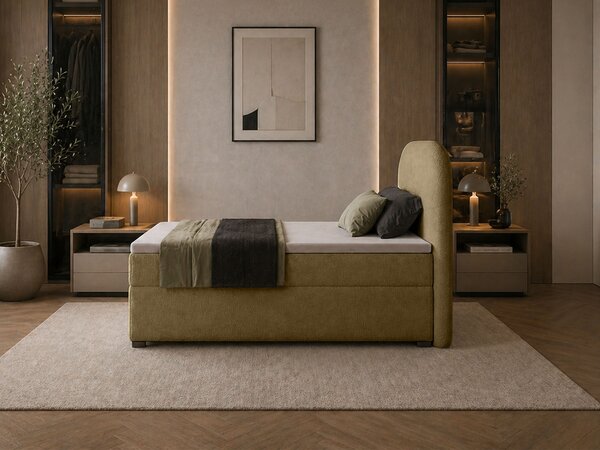 GAVIN kárpitozott boxspring ágy 90x200 - barna