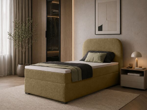 GAVIN kárpitozott boxspring ágy 90x200 - barna