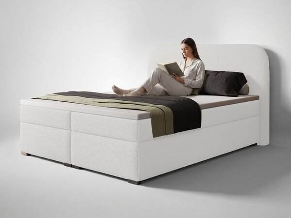 GAVIN ágyneműtartós boxspring ágy 140x200 - fehér