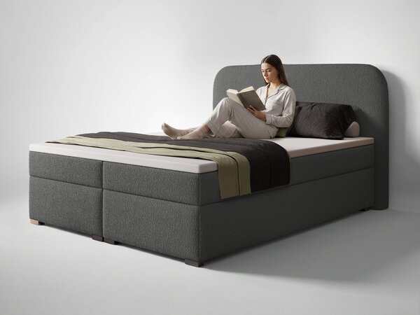 GAVIN kárpitozott boxspring ágy 120x200 - szürke