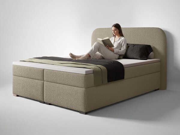 GAVIN kárpitozott boxspring ágy 120x200 - bézs