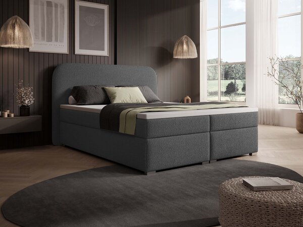 GAVIN kárpitozott boxspring ágy 120x200 - szürke