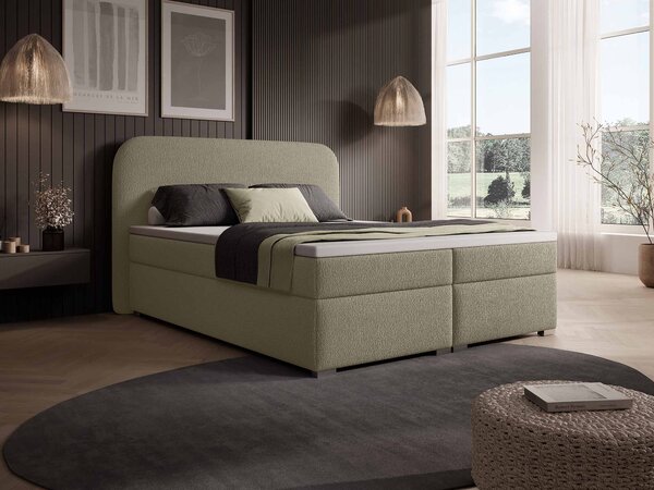 GAVIN kárpitozott boxspring ágy 120x200 - bézs