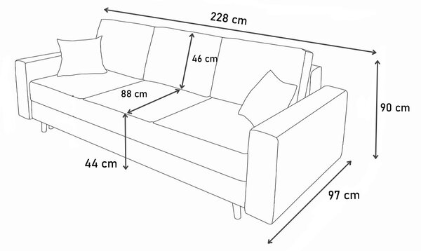 PORTORIKO 3+1+1 ülőgarnitúra, 235x90x140 cm, sawana 26/soft 33