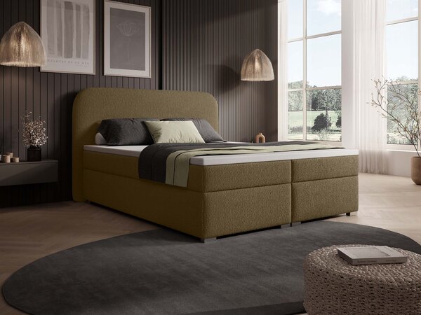 GAVIN kárpitozott boxspring ágy 120x200 - barna
