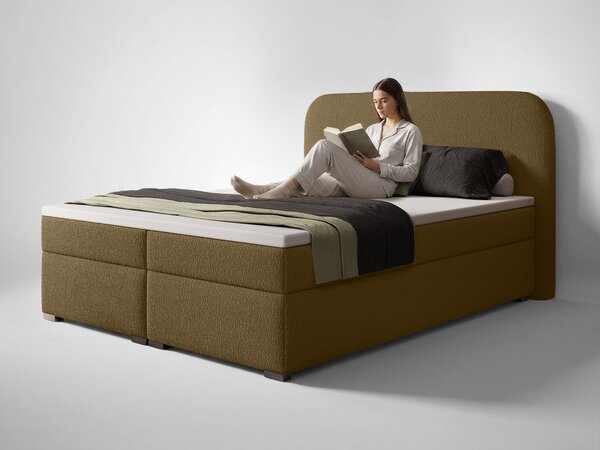 GAVIN kárpitozott boxspring ágy 120x200 - barna