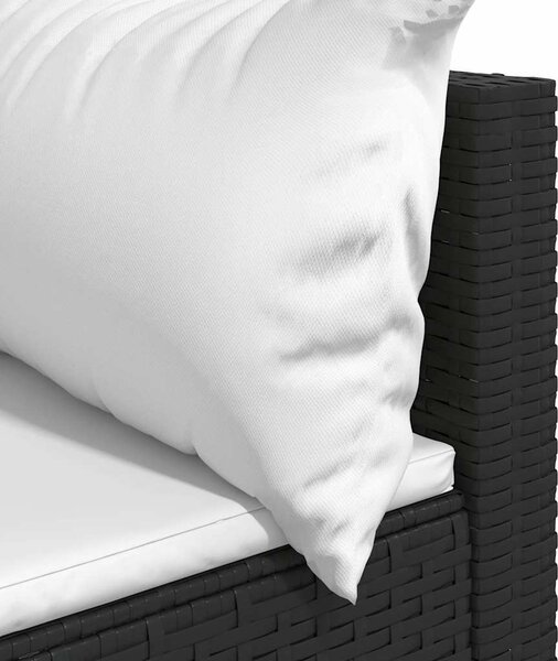 Fekete polyrattan kerti sarokkanapé párnákkal