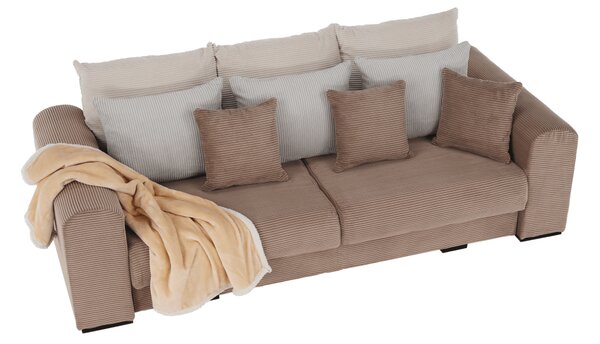 KONDELA Extra tágas kanapé, világosbarna, bézs, krém színű, GILEN BIG SOFA
