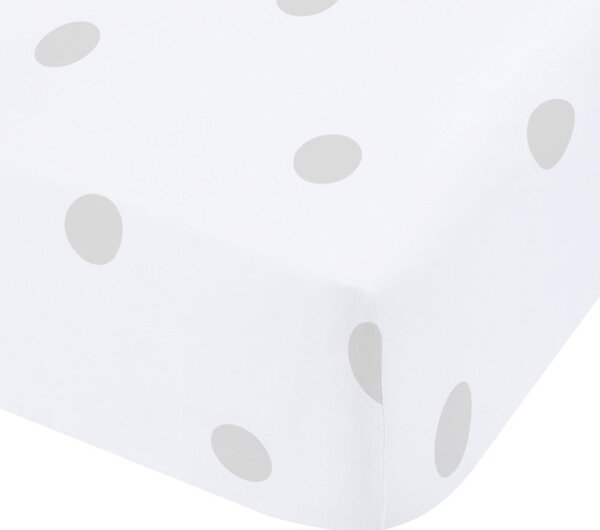 Fehér-szürke gumis flanel lepedő 150x200 cm Polka Dot – Catherine Lansfield