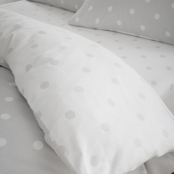 Fehér-szürke gumis flanel lepedő 150x200 cm Polka Dot – Catherine Lansfield