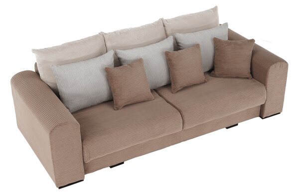KONDELA Extra tágas kanapé, világosbarna, bézs, krém színű, GILEN BIG SOFA